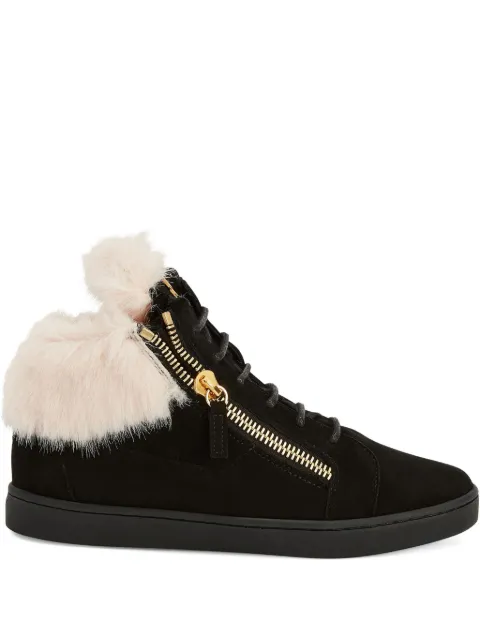 Giuseppe Zanotti Kriss fur-trimmed zip-detail sneakers Black RW10069K14