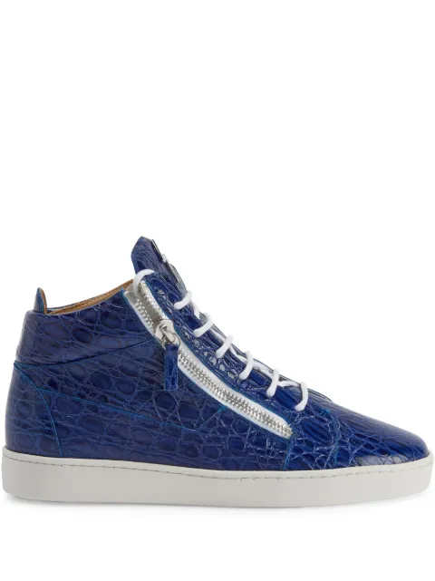 Giuseppe Zanotti Kriss crocodile-effect mid-top sneakers Blue RU10072K55
