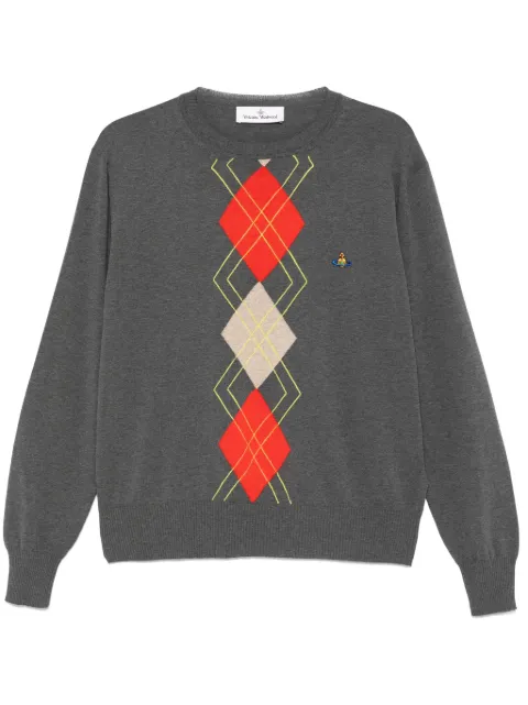 Vivienne Westwood argyle-pattern round-neck sweater Grey 2701002DY003D