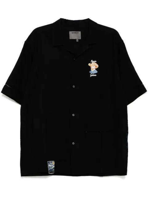 Musium Div. logo-embroidered shirt Black MMUSRM00713X
