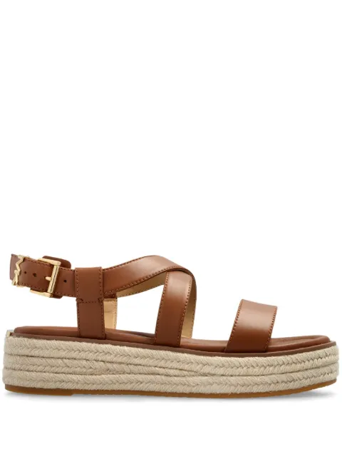 Michael Kors Lynn espadrille platform leather sandals Brown 40S5LYFS1L