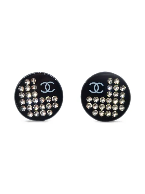 CHANEL Pre-Owned 2005 CC Button clip-on earrings Black ER05P