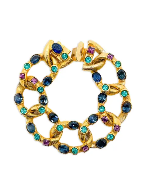 Jennifer Gibson Jewellery 1960s pre-owned crystal-embellished curb bracelet Gold JGJGEMSETBLT
