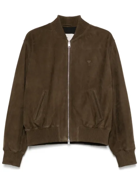 AMI Paris suede bomber jacket Green HJK152LH0052