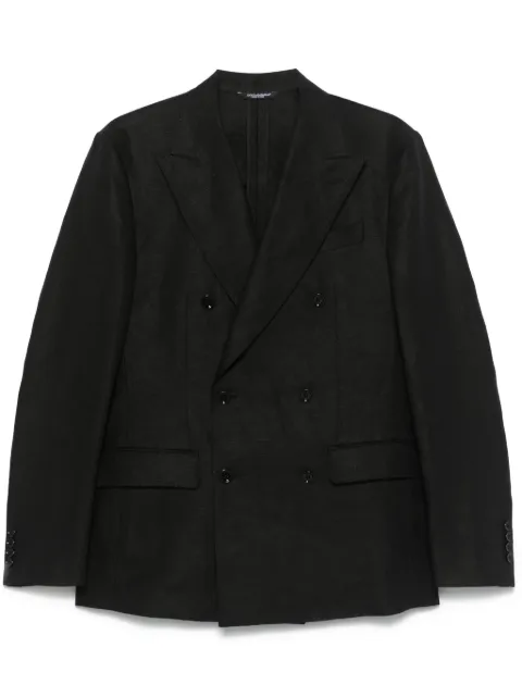 Dolce & Gabbana double-breasted linen blazer Black G2QS7TFU4MC