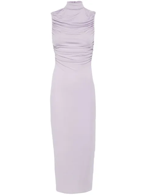 Magda Butrym mock-neck ruched midi dress Purple 120525