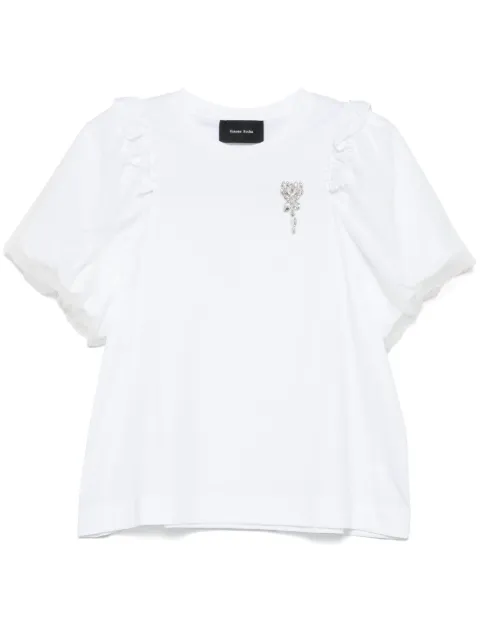 Simone Rocha flower-embellished T-shirt White 5179TB0553WHITEOPTICWHITECLEAR