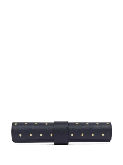 Smythson Panama leather backgammon roll Blue 1204369