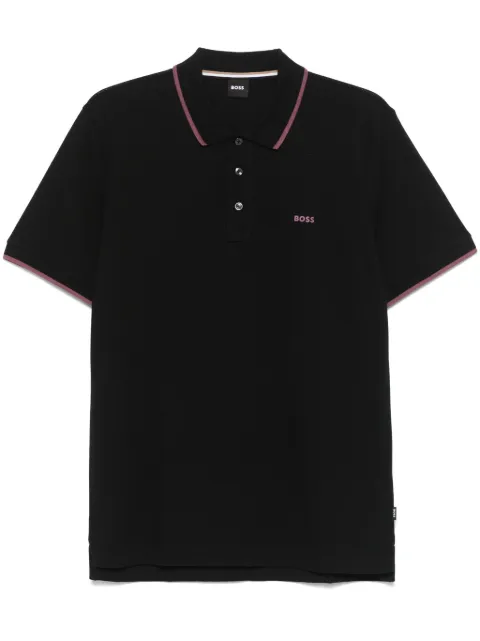 BOSS cotton-piqué polo shirt with contrast tipping Black 50494697