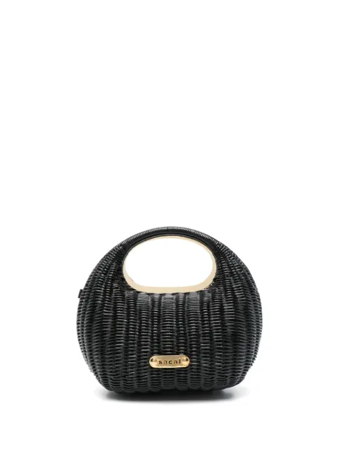 sacai logo-plaque mini bag Black S12302