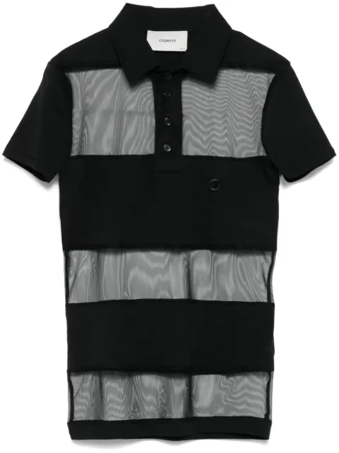 Coperni striped sheer polo top Black COPJS115F5028BLK