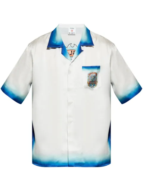 Casablanca graphic-print silk shirt White UMS25SH00303