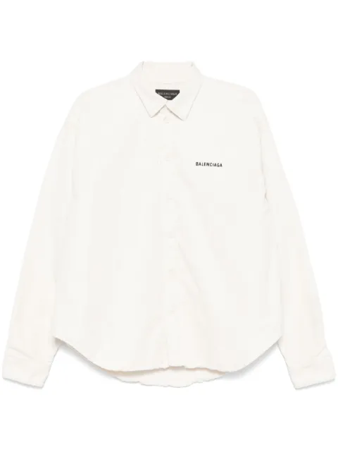 Balenciaga logo-embroidered shirt jacket White 822840TRWA5