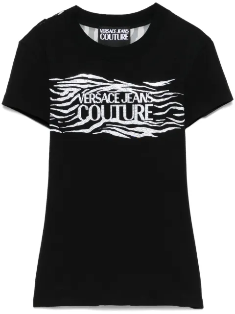 Versace Jeans Couture Crystal Zebra T-shirt Black 78HAH606JS439