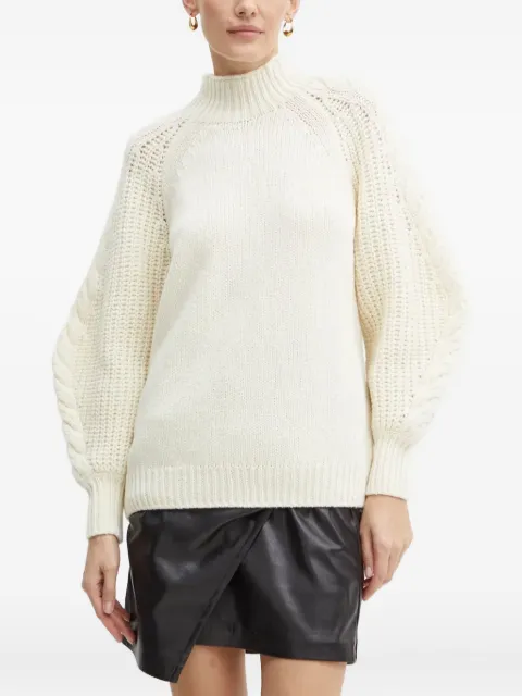 LUISA SPAGNOLI cable-knit balloon-sleeve sweater White 58409