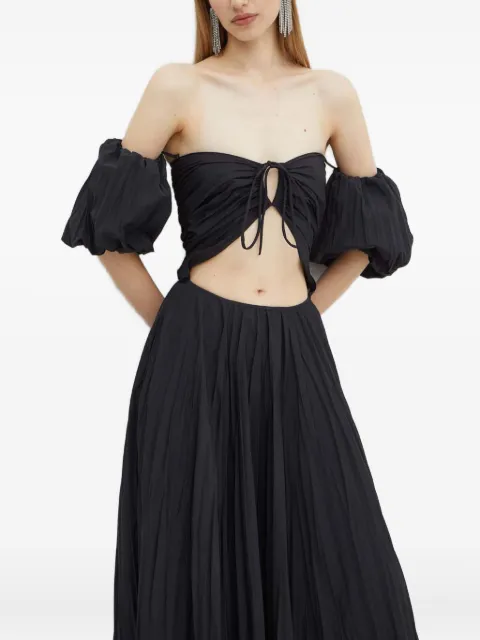 LUISA SPAGNOLI off-shoulder pleated maxi dress Black 541313