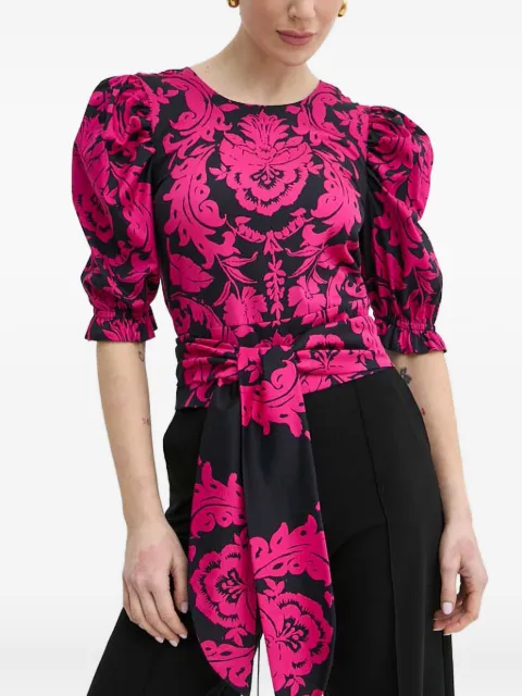 LUISA SPAGNOLI puff-sleeve damask top Pink 541152