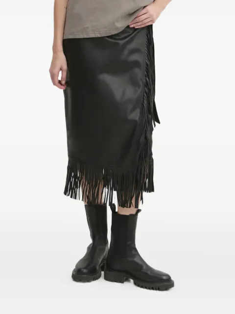 NEVER FULLY DRESSED fringe-detail wrap skirt Black NFDSK573