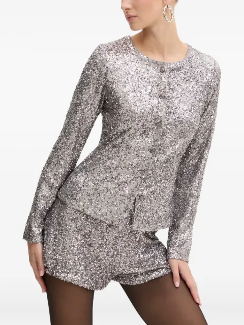 NEVER FULLY DRESSED sequin-embellished button-down top Silver NFDTO1583