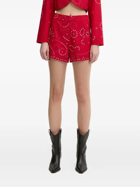 NEVER FULLY DRESSED rhinestone straight-hem shorts Red NFDTR423