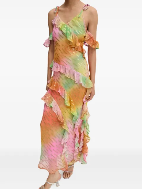 NEVER FULLY DRESSED Faro sequin-embellished ruffled dress Yellow NFDDR1547