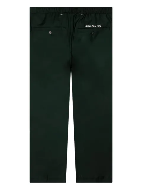 Awake NY pleat-detail embroidered trousers Green AWKSP23PA002