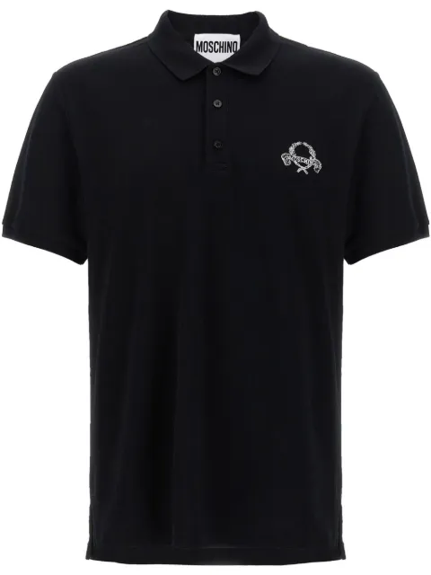 Moschino logo-embroidered polo shirt Black A160302421555