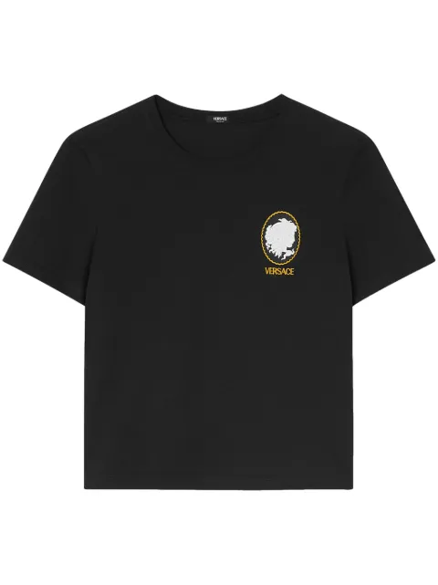 Versace Cameo logo-embroidered T-shirt Black 10189811A14546