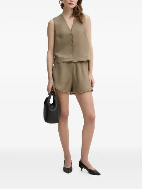 IVY OAK elasticated frayed shorts Neutrals IO115201