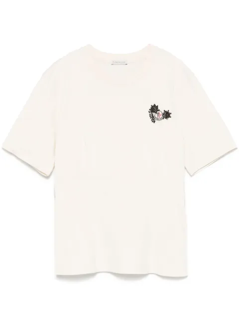 Moncler hand-beaded cotton T-shirt Neutrals K10938C0001889AIJ