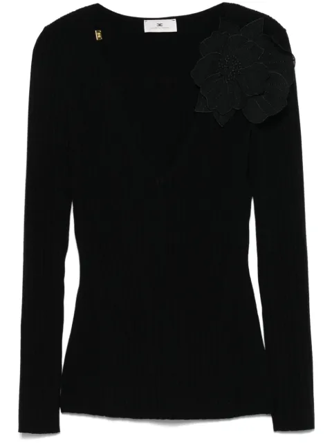 Elisabetta Franchi floral-appliqué top Black MK56B51E2