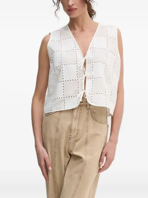 IVY OAK eyelet-detail tie-front top White IO112357