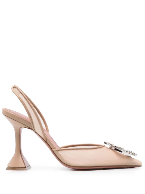 Amina Muaddi 95mm Begum pumps Neutrals BEGUMMESHSLING95