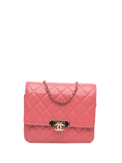 CHANEL Pre-Owned 2018 Quilted Caviar Golden Class Wallet On Chain crossbody bag Pink O90S9QSWCD240S2W