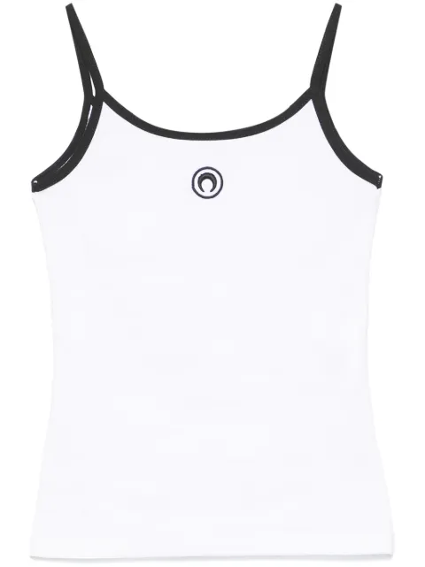 Marine Serre Moon-logo ribbed top White WTT029ACJER0008