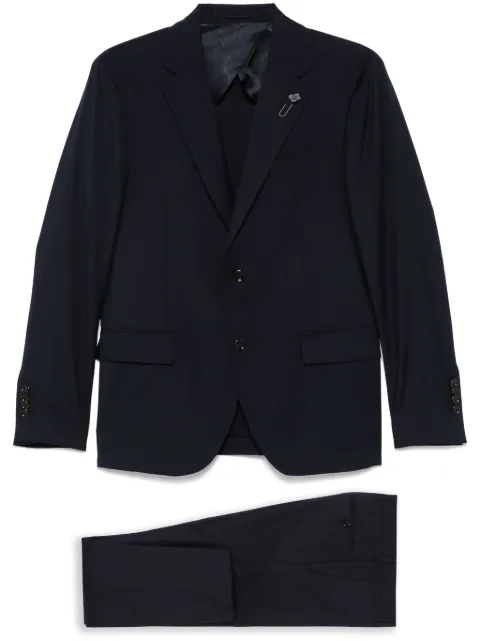 Lardini brooch-detail suit Blue ES445AEESIF64416