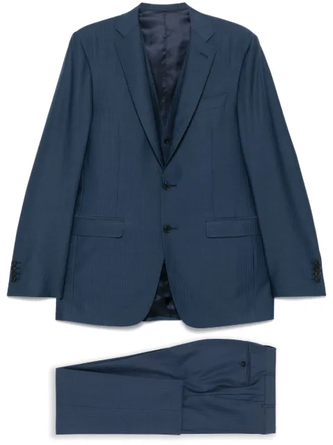 Canali herringbone suit (set of three) Blue 51922093AR05543
