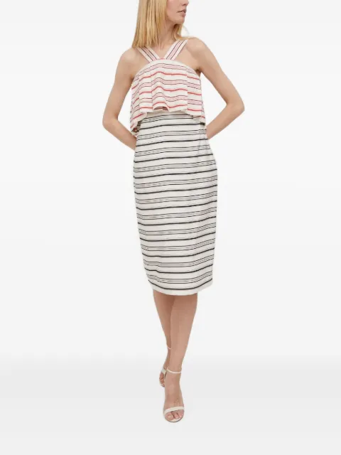 Sisley striped pleated midi dress Neutrals 44TGLV01B