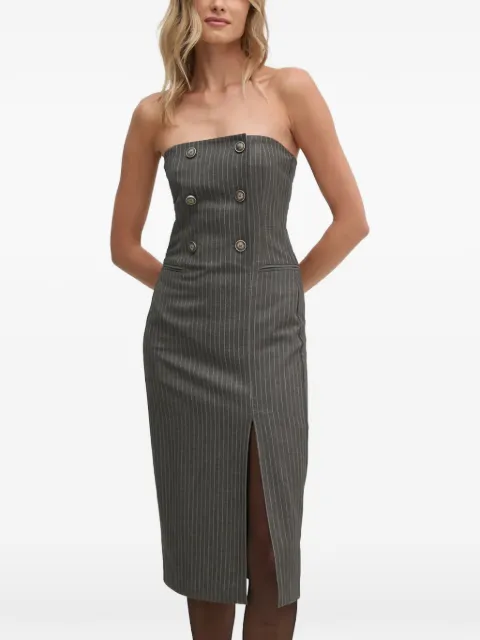 Sisley pinstriped strapless midi dress Grey 4OPDLV06L