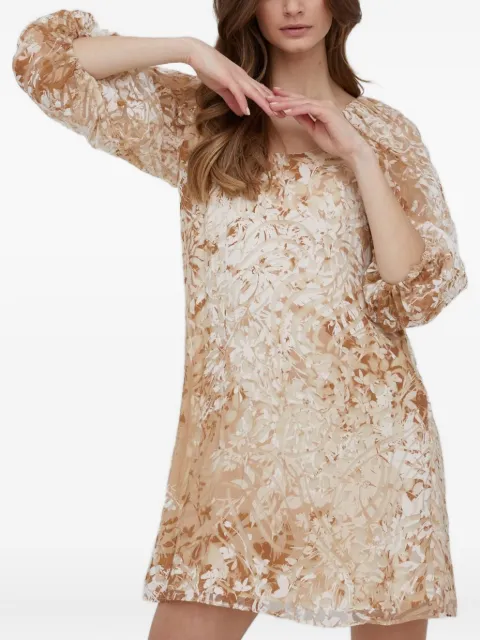 Sisley puff-sleeves floral-print mini day dress Yellow 49O6LV00H