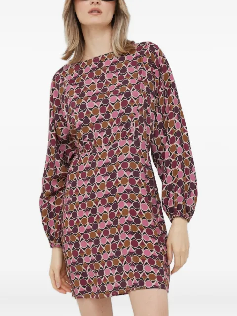 Sisley geometric-print long-sleeve mini dress Pink 4LRELV02J