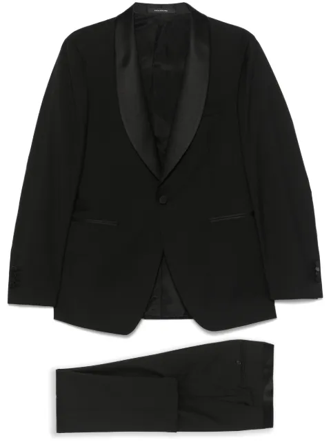 Tagliatore satin-trim suit Black SFVK18ANKLISTG060004
