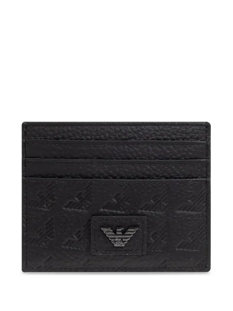 Emporio Armani Eagle-embossed leather card holder Black EM001740AF14774