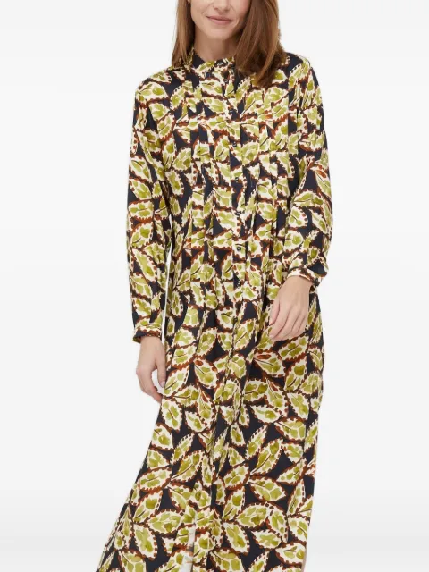 Sisley leaf-print midi day dress Green 4RUNLV01W
