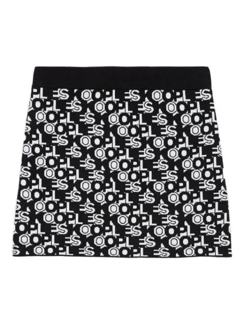 The Kooples logo-pattern knitted mini skirt Black FJUP25000K