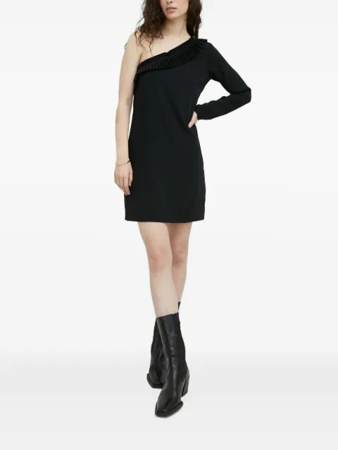The Kooples pleated one-shoulder mini party dress Black FROB25086K