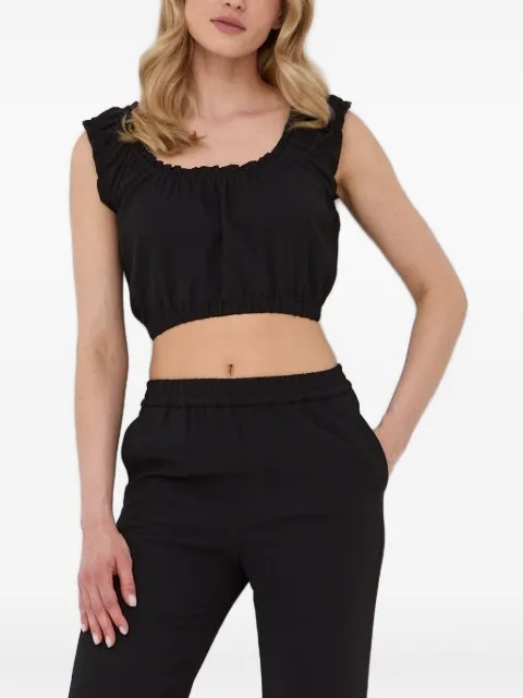The Kooples ruffled-trims sleeveless top Black FTOP24074K