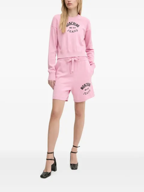 MOSCHINO JEANS logo-embroidered shorts Pink J03803201