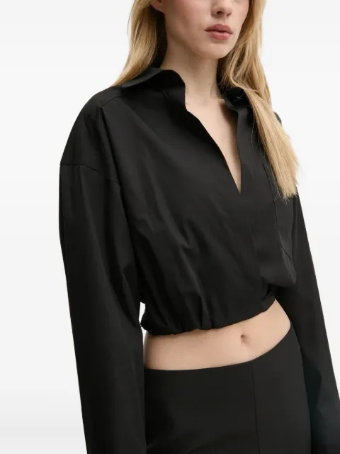 MOSCHINO JEANS cropped wrap shirt Black J02083227