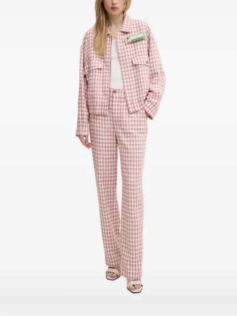 MOSCHINO JEANS gingham-check flap-pocket jacket Red J06033226